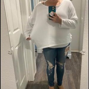 Oversized, off the shoulder sweater